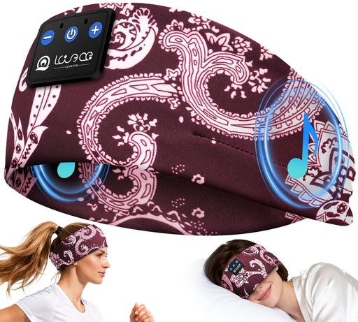 [BRSRA2QDAACA4CD6] LOVE EYE Sleep Headphones Bluetooth 5.4, Sleep Mask Wireless Music Eye Mask for Side Sleepers, Soft Breathable Music Headband with HD Speaker for Workout Jogging Yoga Insomnia Travel Gift (Plum Red)