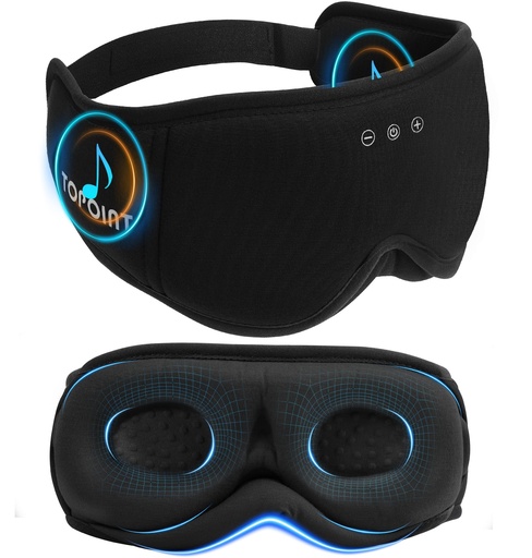 [BRSROYY3CJYB4HLP] Sleep Mask with Headphones Bluetooth 5.4, TOPOINT 3D Eye Mask Blackout with Soft Bamboo Cotton for Side Sleepers Women Men, Sleep Headphones Earphones HD Speaker Microphone for Travel Meditation Gift