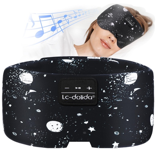 [BRSROYY3CAPRQE3A] LC-dolida Sleep Mask with Bluetooth Headphones, Extra Large Silk Eye Mask for Sleeping Side Day Sleepers, Sleep Headphones Bluetooth 5.4 for Women Men with Thin Speaker, Blackout, Comfort, Microphone