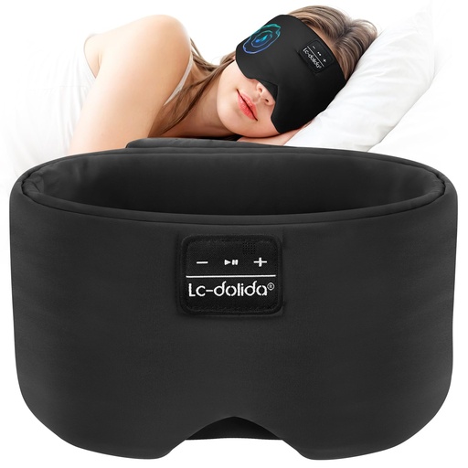[BRSRAGQPPJ7WMCQV] LC-dolida Bluetooth 5.4 Sleep Mask, Ice Silk Sleep Headphones for Side Sleepers, Adjustable Blackout Eye Mask with Bluetooth Headphones, Ultra-Soft Sleeping Mask for Women & Travel (Black)