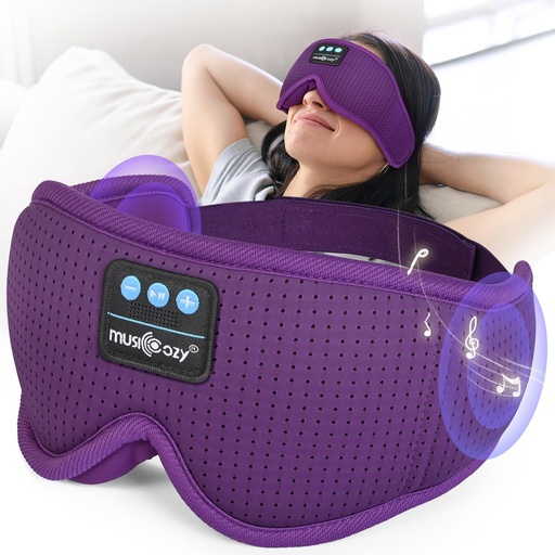 [BRSRAYYYCMPQKHLV] MUSICOZY White Noise Sleep Mask Headphones with 16 Soothing Sounds, Bluetooth Sleep Mask 3D Wireless Music Sleeping Headphones for Side Sleeper