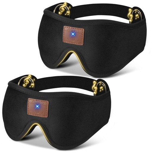 [BRSREYLRAUFGA3I2] 2-Pack 3D Sleep Mask with Bluetooth Headphones, Sleep Headphones, Bluetooth Sleep Eye Mask with Adjustable Hook and Loop, Ultra-Thin Stereo Speakers Perfect for Men/Women Sleeping Gifts