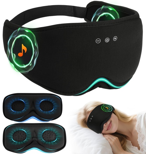 [BRSREEDQOQIGKADB] LC-dolida Bamboo Cotton Bluetooth Sleep Mask, 2 in 1 3D Soft Sleep Mask with Sleep Headphones, Sleep Eye Mask with Timming Setting, Blackout Sleeping Mask for Side Sleepers, Women Men, Black