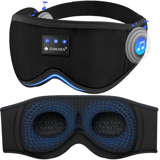 [BRSREYINAABAK2TA] ZUMUSEN Bluetooth Sleep Headphones, 3D Wireless Music Eye Mask with Ultra-Thin Stereo Speakers, Adjustable Sleep Mask for Side Sleepers, Perfect for Travel, Meditation, Relaxation