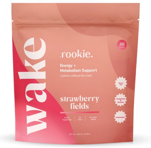 [BRSW2AICCR5RYGTU] Rookie Wellness Wake - Natural Energy Drink Powder with 125 mg of Caffeine from Green Tea Extract, B-Complex Vitamins, Ashwagandha Extract, & Guarana Extract (30 Servings, Strawberry Fields)