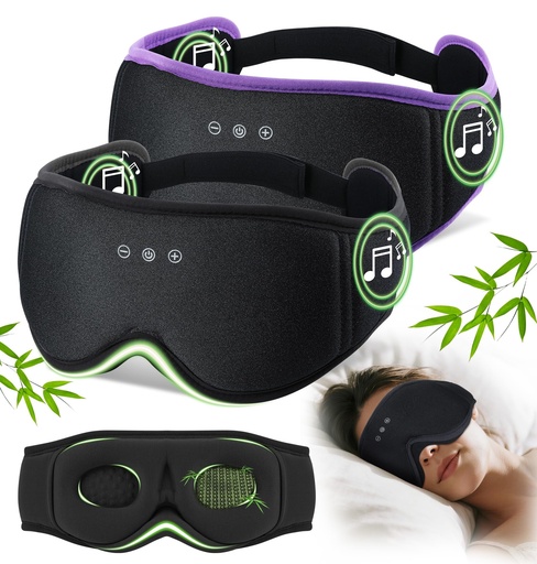 [BRSRYYYOCN7RMD35] LC-dolida 2 Pack Bluetooth Sleep Mask, Bamboo Cotton 3D Blackout Contoured Bluetooth Sleep Headphones, Sleeping Eye Mask with 5.4 Bluetooth Headphones, Eye Sleep Mask for Side Sleepers, Black