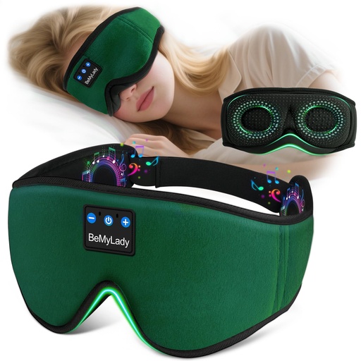 [BRSREH32CEFRYALJ] Sleep mask Headphones,100% Blackout 3D Zero Eye Pressure Bluetooth Sleep mask Breathable Eye mask with Bluetooth Headphones Sleep Headphones for Side Sleepers, 14H Playtime&Bluetooth 5.4 Green