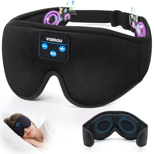 [BRSREBL5CB7R6HY4] Voerou Sleep Headphones, 3D Bluetooth 5.4 Sleep Mask Wireless Eye Mask, Sleeping Mask with Bluetooth Headphones for Side Sleepers with Ultra-Thin Speakers, Perfect for Sleeping Travel Christmas Gifts