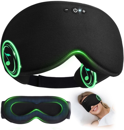 [BRSRGAITAQJQA2D3] LC-dolida Bamboo Cotton Weighted Bluetooth Sleep Masks, 3D Weighted Sleep Masks with Bluetooth 5.4 Headphones, Total Blackout Bluetooth Sleep Mask for Women Men, Weight Eye Mask for Sleeping, Black