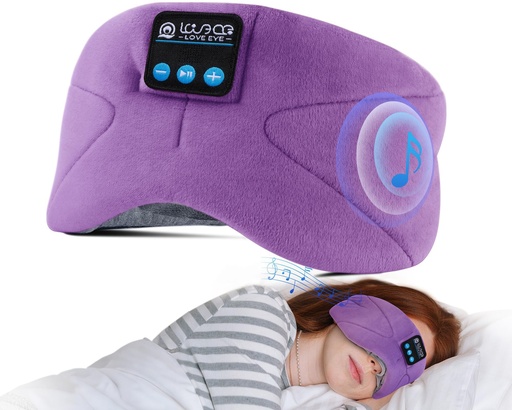 [BRSRAH3YCBYRG2DK] LOVE EYE Sleep Headphones Bluetooth 5.4 Sleeping Eye Mask Wireless Music Earphones with Built-in HD Speakers for Side Sleepers Cotton Sleeping Headphones for Women Men Gifts (Lavender Purple)