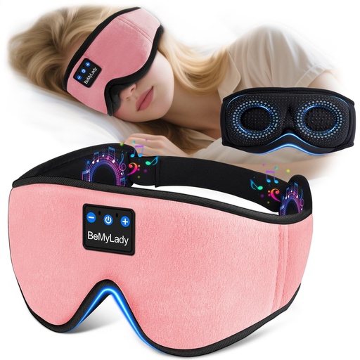 [BRSREH32CJYRY2Y2] Sleep mask Headphones,100% Blackout 3D Zero Eye Pressure Bluetooth Sleep mask Breathable Eye mask with Bluetooth Headphones Sleep Headphones for Side Sleepers, 14H Playtime&Bluetooth 5.4 Pink