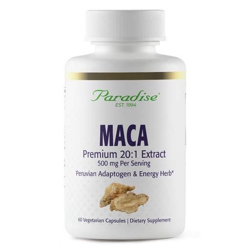 [BRSWIYT7OZ5WGGTE] Paradise Herbs Maca Root Extract, Super Potent, Ultra Pure, Vegan, Non GMO, Gluten Free, 60 Vegetarian Capsules