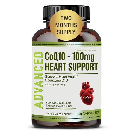 [BRSRGC3YCQPQKHLO] Heart Health CoQ10 100mg - High Absorption Coenzyme Q10 Supplement for Energy Production, Healthy Aging, Antioxidant, and Heart Support .Fight General Fatigue. 2 Months Supply.60 Liquid Capsules.