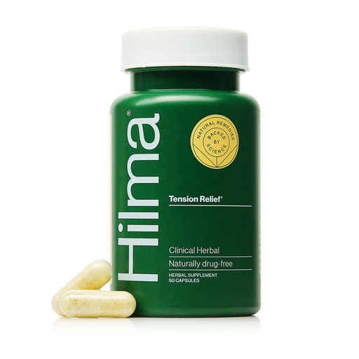 [BRSWYEL2OYIQEC3H] Hilma Natural Tension Headache Relief, Supplements with Magnesium, Boswellia and Feverfew, 50 Vegan Capsules