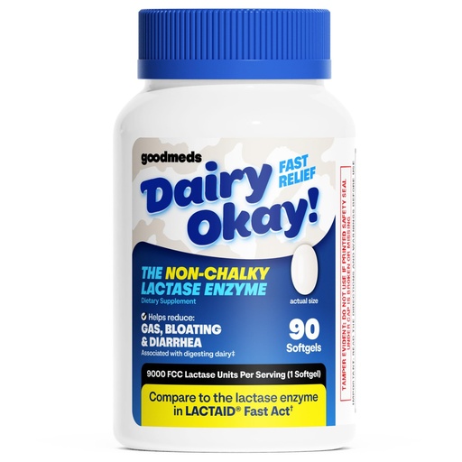 [BRSRGCDYDMFRAALH] Fast Acting Dairy Relief Lactase Enzymes, 90 Softgels, Help Prevent Gas, Bloating, Diarrhea, Intolerance, or Sensitivity