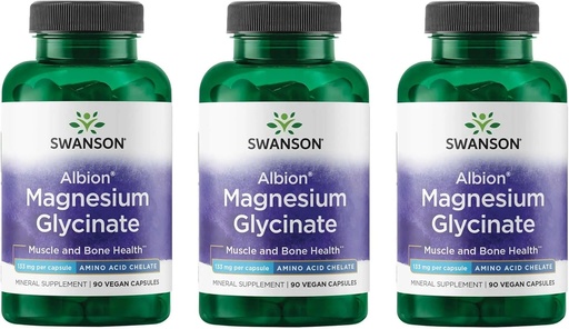 [BRSRM2YBCINQE3IY] Swanson Chelated Magnesium 133 Milligrams 90 kapselia (3 pakkaus)