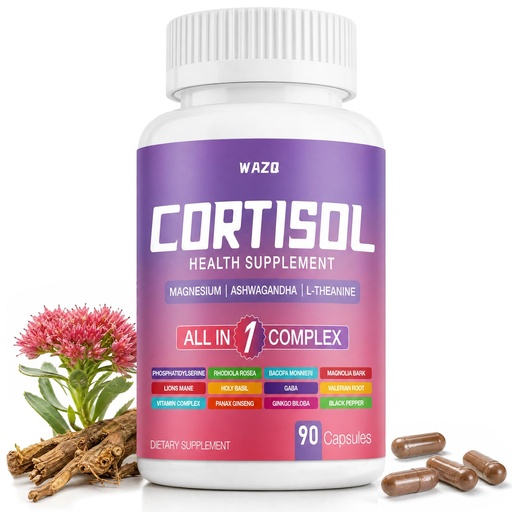 [BRSRYYITOAFGE3IY] Daily Cortisol Support for Women – Energy, Focus, Hormone Balance, Vegan, Non-GMO, 90 Capsules