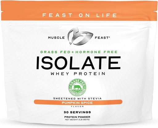 [BRSW2GATCENGOG3L] Muscle Feast Grass-Fed Whey Protein Isolate, All Natural Hormone Free Pasture Raised, Whey Isolate Protein Powder for Men and Women, Clean, Gluten-Free, Delicious Isolate Protein - Pumpkin Spice, 2lb