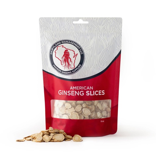 [BRSWGCY5BEBW23DL] Dairyland American Ginseng Slices - 8 oz Pack Wisconsin Ginseng Slices – Certified Something Special from Wisconsin - Non-GMO, Gluten Free Sliced Root - Herbal Supplement in Soup, Tea, Congee