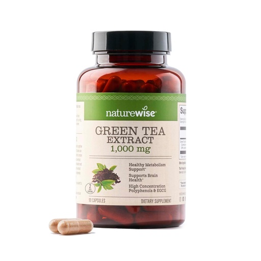 [BRSRAZQRBMNQEC3H] NatureWise Green Tea Extract Capsules 1000 mg - 50% EGCG & 98% Polyphenols - Extra Strength Green Tea Pills - Antioxidants for Heart Health & Energy - Vegan, Non-GMO - 90 Count[45-Day Supply]