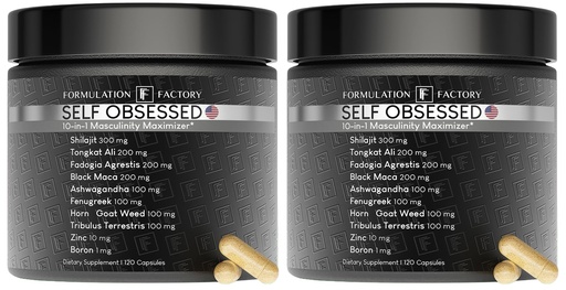 [BRSRABQ5BUCWAHQV] Formulation Factory Self Obsessed 10-in-1 Natural Testosterone Booster for Men, Testosterone Supplement for Men with Shilajit, Tongkat Ali, Fadogia Agrestis, 240 Capsules, 4 Month Supply