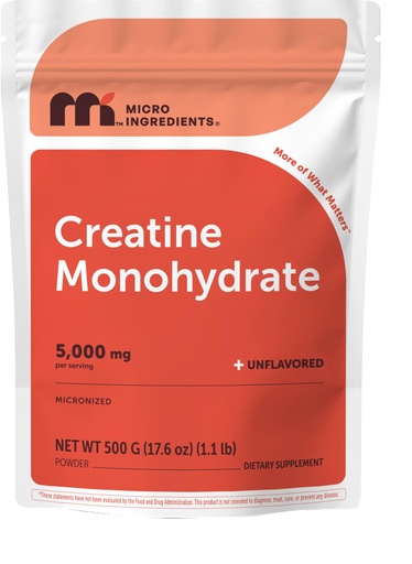 [BRSW2BQHBYJRMCAY] Micro Ingredients Creatine Monohydrate Powder 500 Grams (1.1 Lb), 5000mg Per Serving, Micronized Creatine Powder, Unflavored, No Filler, Keto & Vegan, Easy Dissolve, Pre Workout for Women & Men*