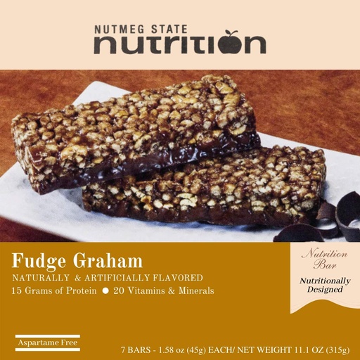 [BRSWYAQTBNYWGETU] Nutmeg State Nutrition High Protein Bars, 7 Servings Per Box (1 Box (7 Servings), Fudge Graham)