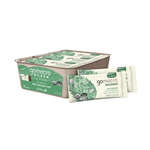 [BRSRMHAHBEPR6A3F] Gomacro, Bar Mint Chocolate Chip Organic, 2.3 Ounce, 12 Pack