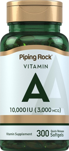 [BRSRMFARAQCRE3I6] Piping Rock Vitamin A 10000 IU Softgels | 300 Count | Non-GMO, Gluten Free Supplement
