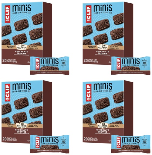 [BRSRGAAFDIJQMEI4] CLIF BAR Minis - Chocolate Brownie Flavor - Made with Organic Oats - 4g Protein - Non-GMO - Plant Based - Snack-Size Energy Bars - 0.99 oz. 20 Count (Pack of 4)