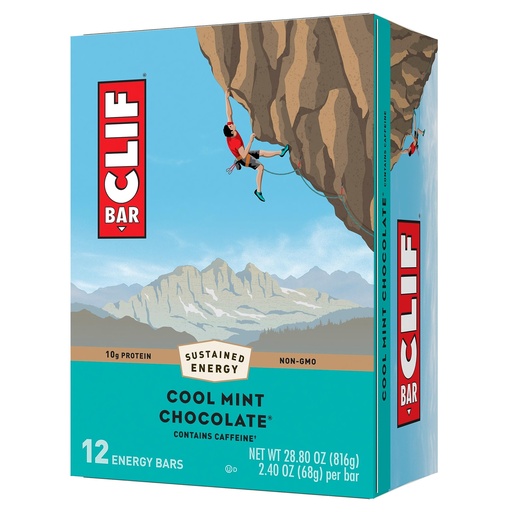 [BRSWGAYDOR6QGA3P] CLIF BAR - Cool Mint Chocolate with Caffeine - Made with Organic Oats - Non-GMO - Plant Based - Energy Bars - 2.4 oz. (12 Pack)