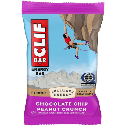 [BRSWKEI3AZYGEHTY] CLIF BAR - Energy Protein Bars - Chocolate Chip Peanut Crunch - Made with Organic Oats - Energy Bars - Non-GMO - (1 Count)