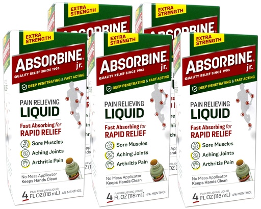 [BRSWG2QQAQPGCCQ7] Absorbine Jr. Plus Pain Relieving Liquid 4 oz, 5pk
