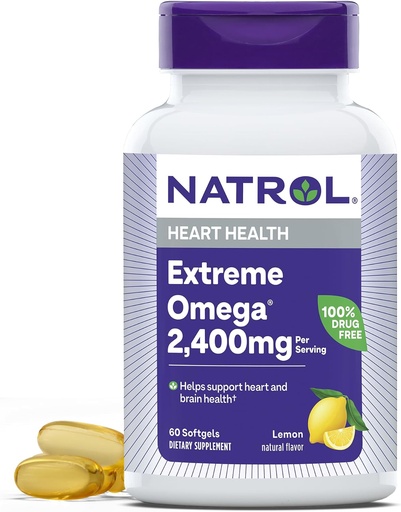 [BRSWIYYBAADBE3QZ] Natrol, Omega-3 Extreme Softgels, Heart Health Dietary Supplement, 60 Tellen