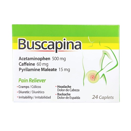 [BRSW2AAOB4PROH3U] Buscapina Menstrual Pain Relief Caplets, Cramps & Bloating, 24 Count