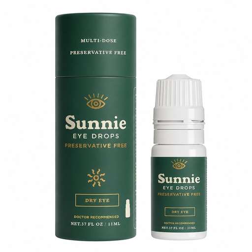 [BRSRGBQROV6WEHIY] Sunnie Preservative-Free Eye Drops for Dry Eyes, Artificial Tears with Glycerin 0.5% for Dry Eye Relief & Redness, Moisturizing Lubricating Eye Drops, 0.37 fl oz (2 Pack)