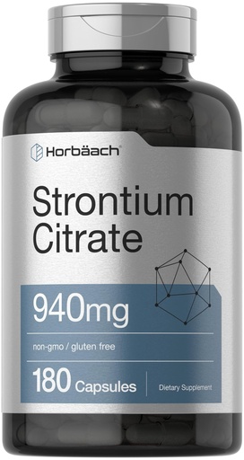 [BRSWGAABCUDREFL4] Horbäach Strontium Citrate 940 mg | 180 Capsules | Non-GMO & Gluten Free Supplement