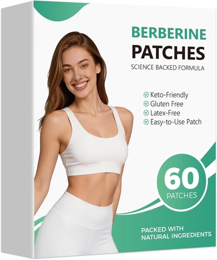 [BRSRYZQPBEHGGFDV] Berberine Patches for Women & Men, Advanced Natural Formula with L-Glutamine, Cinnamon & Pomegranate, 60 Count (1-Pack)
