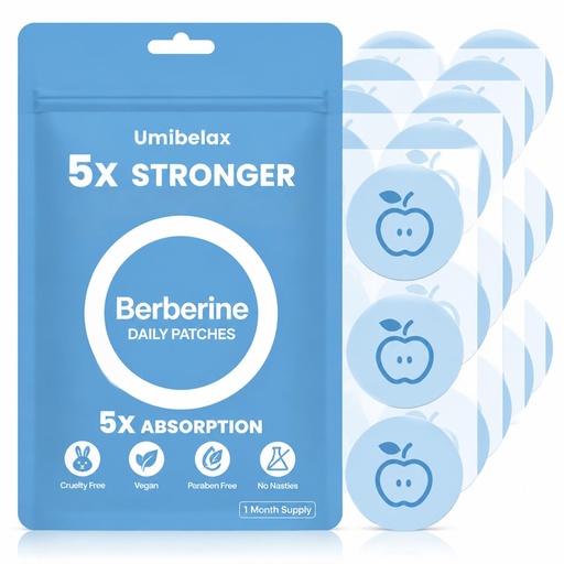 [BRSRGCQDBN5WC2DO] Berberine Patches 5X Stronger Formula, with L Glutamine, Chromium, Pomegranate and Cinnamon, Multi-Part Body Application, Suitable for Men and Women, 30 Days Supply