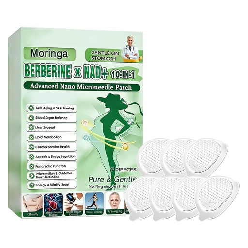 [BRSRYYYHOQDQYA3Z] Moringa Berberine Patch, 10-in-1 Nano Microdart Technology Berberine Patches, Mild and Natural Formula (1 Boxes)