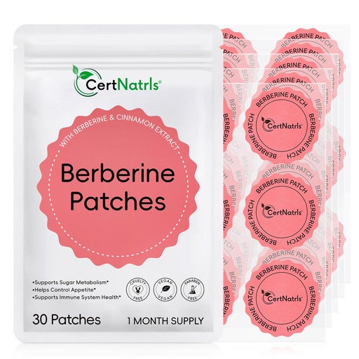 [BRSRGCYQCIPRMDI2] Berberine Patches, Berberine Patch with Cinnamon, Pomegranate, 8-Hour Long-Lasting Formula Support, Applied to Various Parts of The Body - 30 Patches