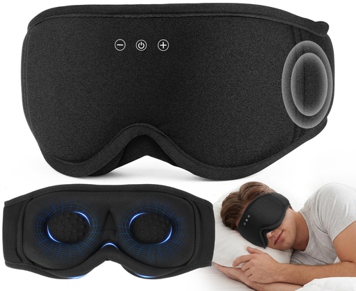 [BRSRGCQ7DMCAGFDA] MUSICOZY Sleep Mask with Bluetooth Headphones, 3D Wireless Sleeping Eye Masks, Bluetooth Eye Masks 14-Hour Playtime, Ultra-Soft Breathable, Perfect for Side Sleepers, Women Men(Classic Black)
