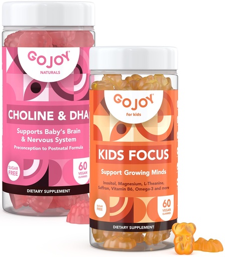 [BRSRAYALOQAQ2HTH] GOJOY NATURALS Kids Focus + Choline & DHA Gummies Bundle - Support for Growing Minds