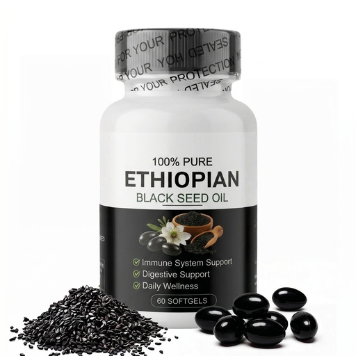 [BRSRGAITBAIWYELB] Ethiopian Black Seed Oil 60 Capsules–Organic Cold Pressed Black Cumin Seed Oil Softgels, Non-GMO, Gluten-Free (30-Day Supply)