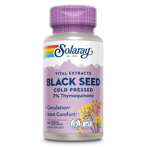 [BRSWYZAFOV6RYDL5] SOLARAY Black Seed Oil Supplements w/ 3% Thymoquinone - a.k.a. Black Cumin Seed Oil - Joint Health Support - Cold Pressed, Vegan, Lab Verified, 60-Day Guarantee - 60 Softgels, 60 Servings