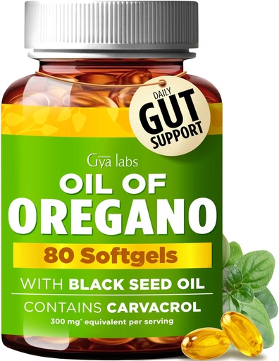 [BRSRGBQ7PNYWK2QV] Gya Labs Oregano Oil Capsules with Black Seed Oil - 80 Count – Standardized Carvacrol Formula for Digestive & Immune Wellness Support – Wild Oregano Softgels with No Synthetic Fillers