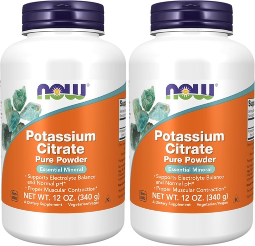 [BRSRAY3ROAJWEG35] NOW Supplements, Potassium Citrate Powder, Supports Electrolyte Balance and Normal pH*, Essential Mineral, 12-Ounce (Pack of 2)