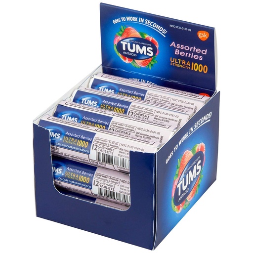 [BRSWGHT2OYBGM2TH] TUMS Antacid Chewable Tablets Ultra Strength, Assorted Berries (12 pk. - 12 ct. ea.)