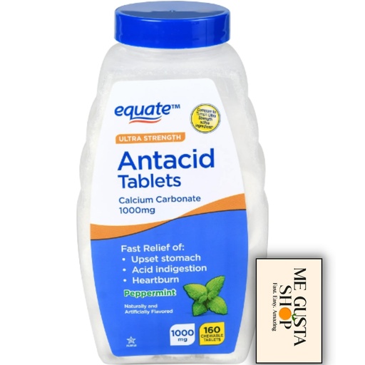 [BRSROZYTDJ7GGCD7] Equate Ultra Strength Antacid Chewable Peppermint Tablets, 1000 mg, 160 Count (Pack of 01) + me Gusta Sticker