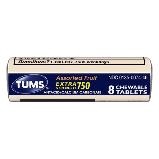 [BRSWIZQTCQGBKA3M] Tums Extra Strength 750, Assorted Fruit Flavors